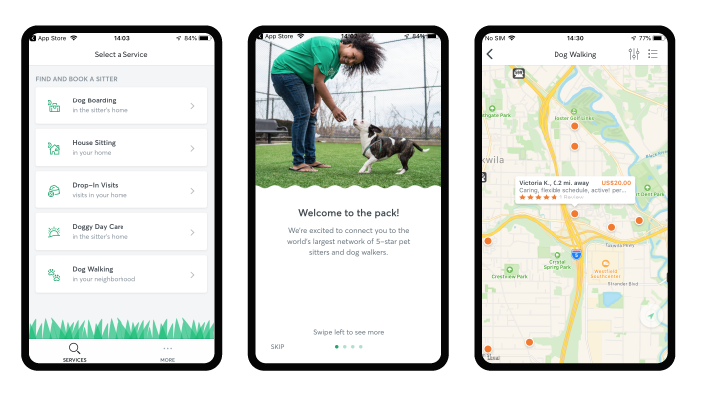 Dog walking store apps under 18